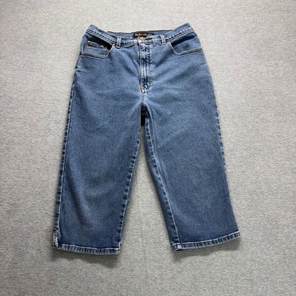 Vintage Style & Co Jeans Womens 14 Blue Capris Medium Wash High Rise Denimb